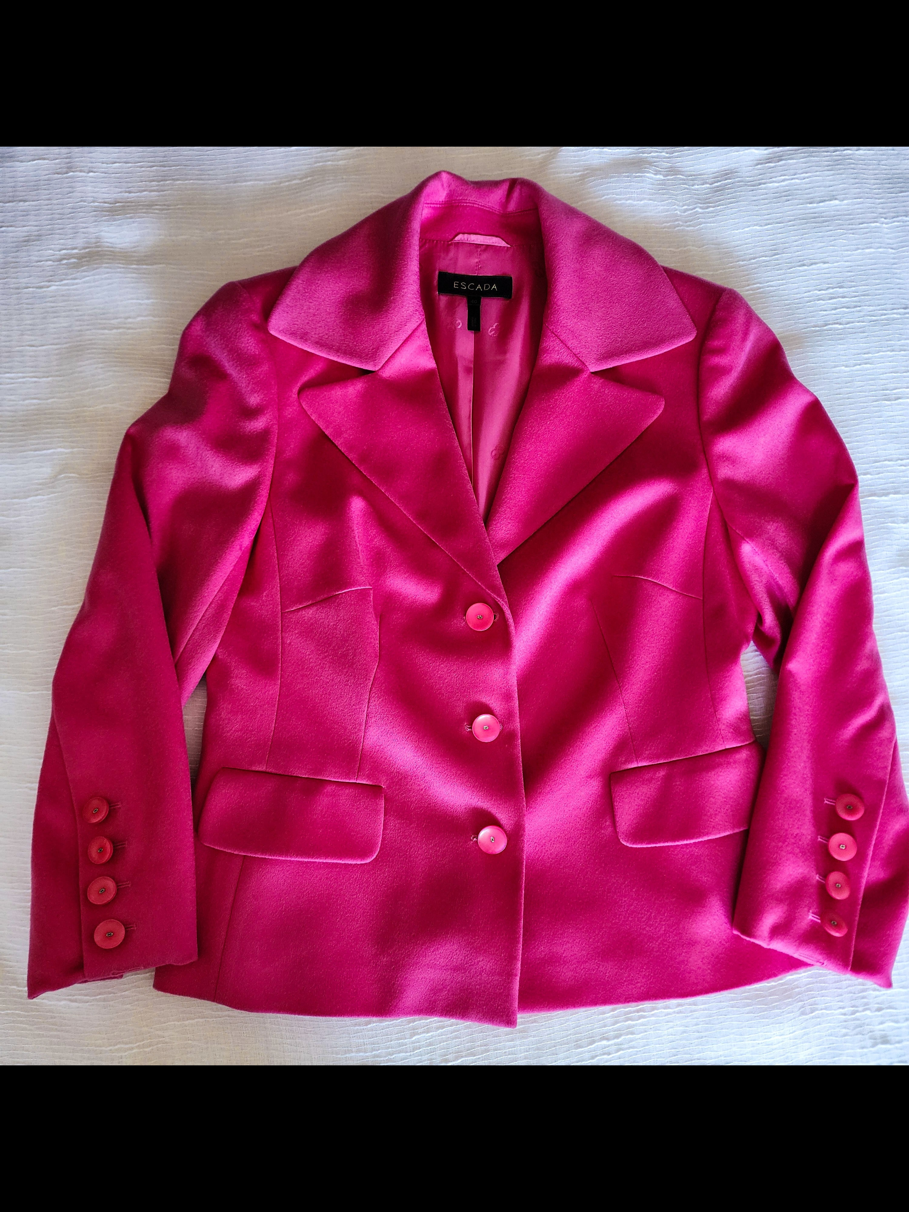 Escada X Piacenza 100% Cashmere Blazer - Hot Pink - Made In Italy - Sz 40